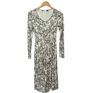 Peruvian Connection Maxi Dress Womens Size XS Floral Faux Wrap Long Sleeve Scoop